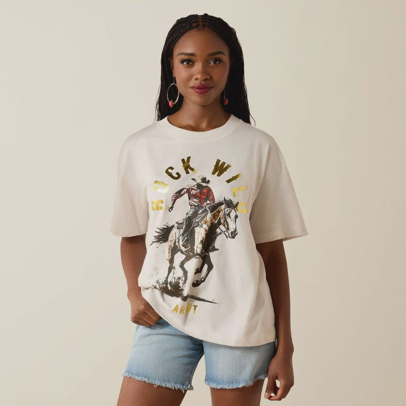 Womens Ariat Buck Wild Tee Tshirt - Natural