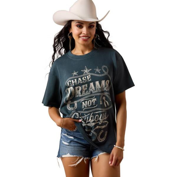 Womens Ariat Chase Dreams Short Sleeve Tee Tshirt -Midnight Navy