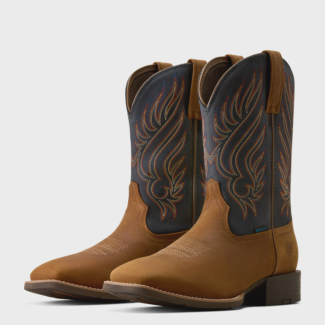 Mens Ariat Sport Riggs H20 Western Boot - Tanbark / Blue Nights