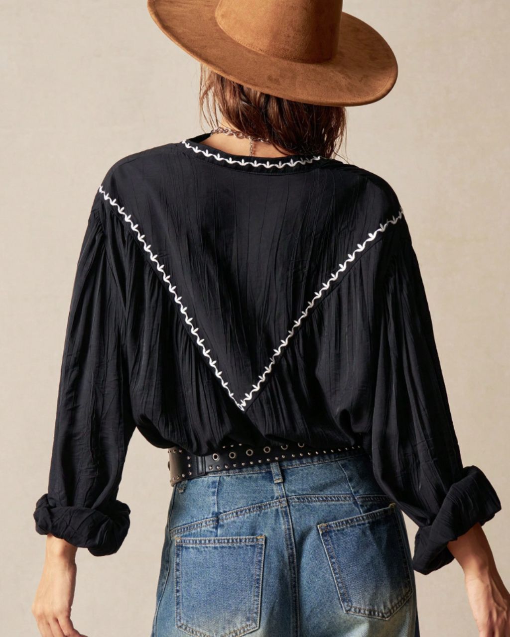 Womens Arizona Embroidered Blouse - Black