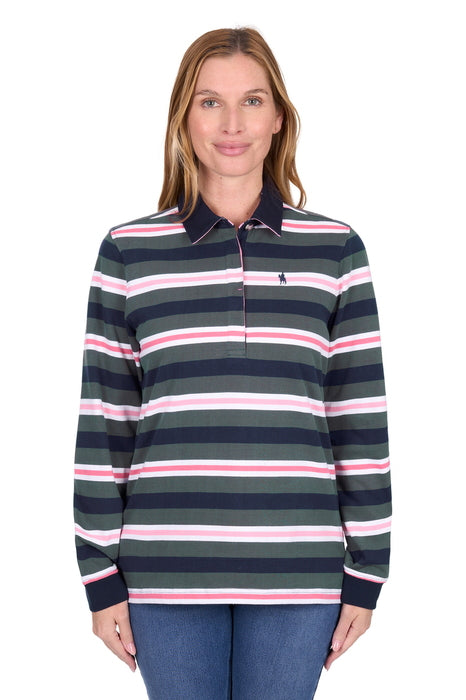 Womens Thomas Cook Embery Rugby Shirt Jumper - Green / Multi
