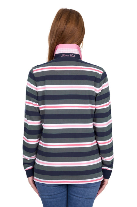 Womens Thomas Cook Embery Rugby Shirt Jumper - Green / Multi