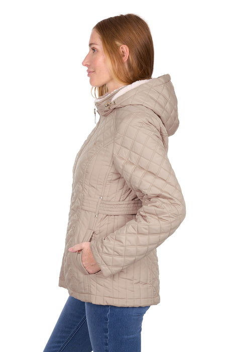 Womens Thomas Cook Peta Fluffy Lined Dressy Jacket - Tan / White