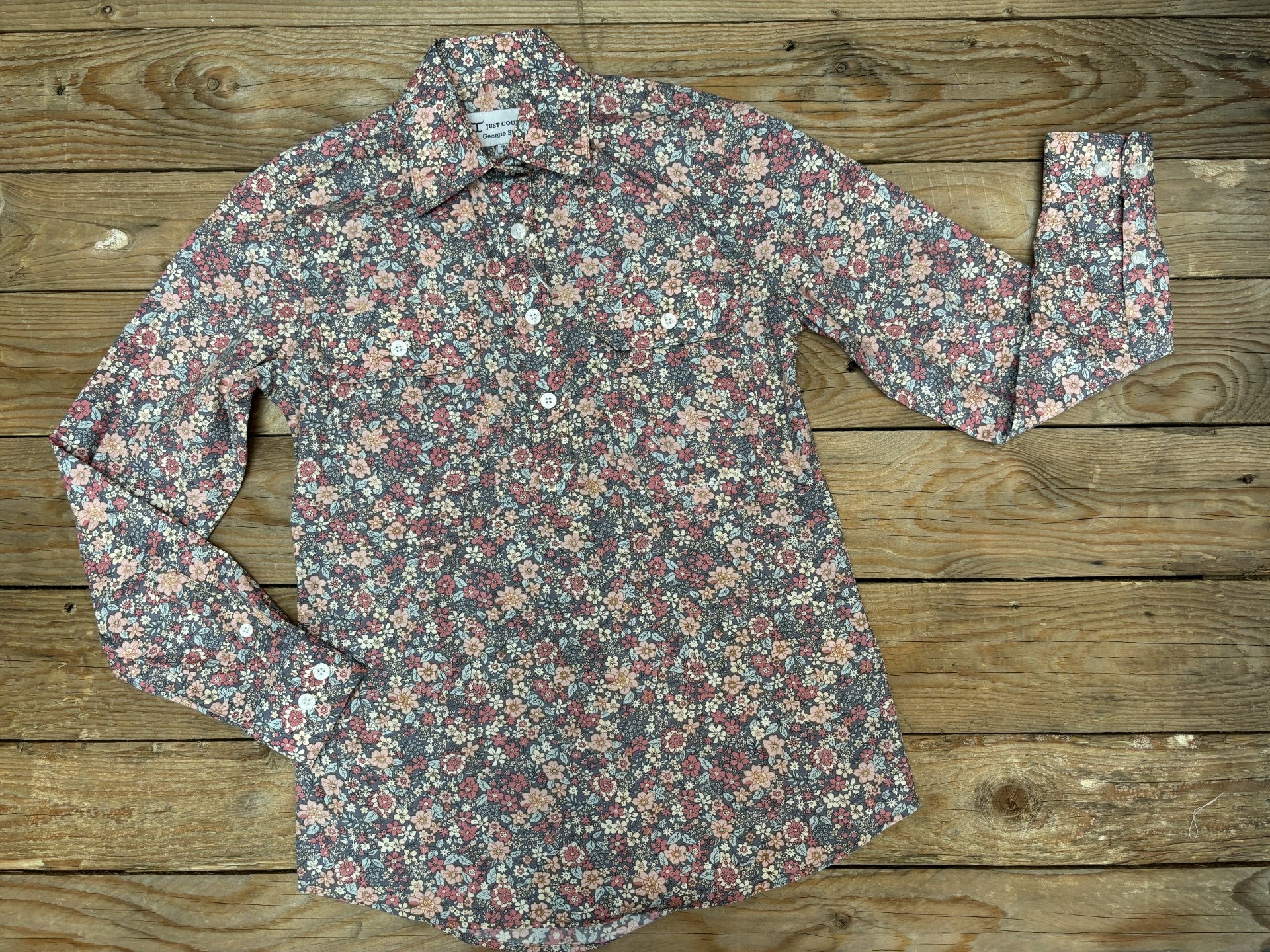 Womens Just Country Georgie Half Button Print Workshirt - Periwinkle Floral (7013177065549)