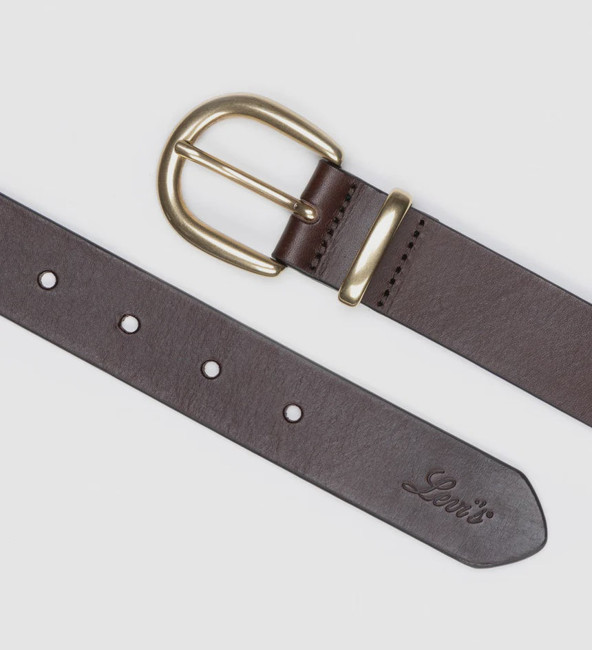 Womens Levi Phoebe Leather Belt - Brown (7453205233741)