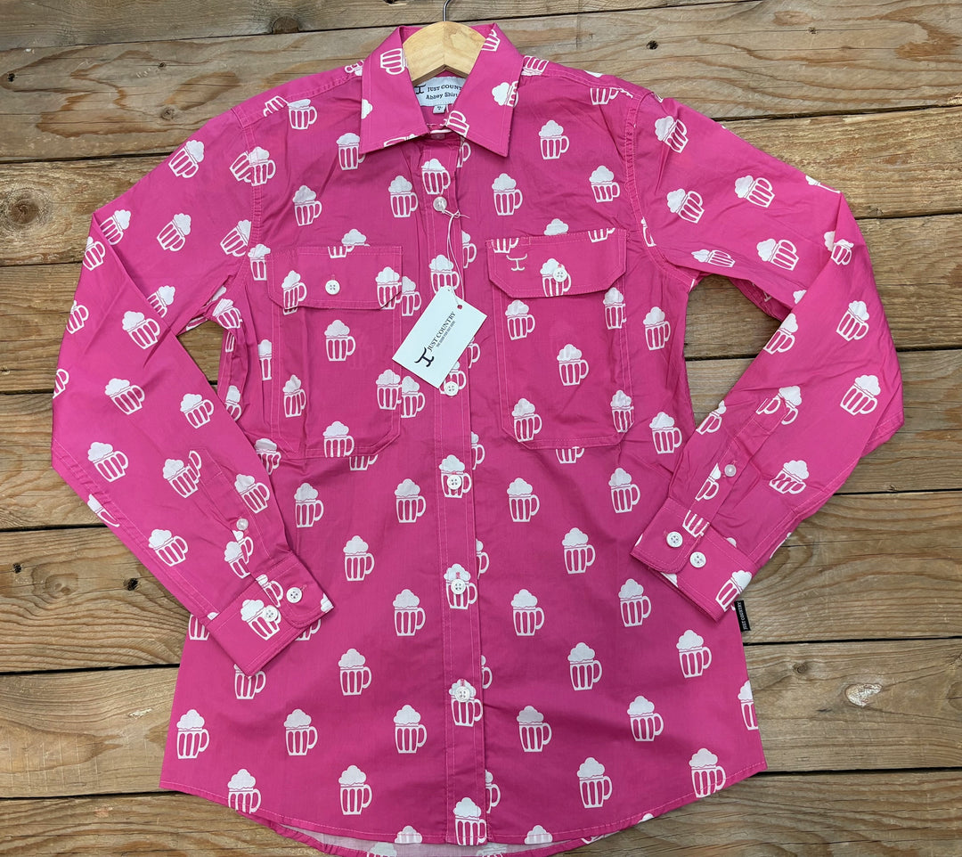 Womens Just Country Abbey Full Button Long Sleeve Party / Work Shirt - Rose Brew (7552858226765)
