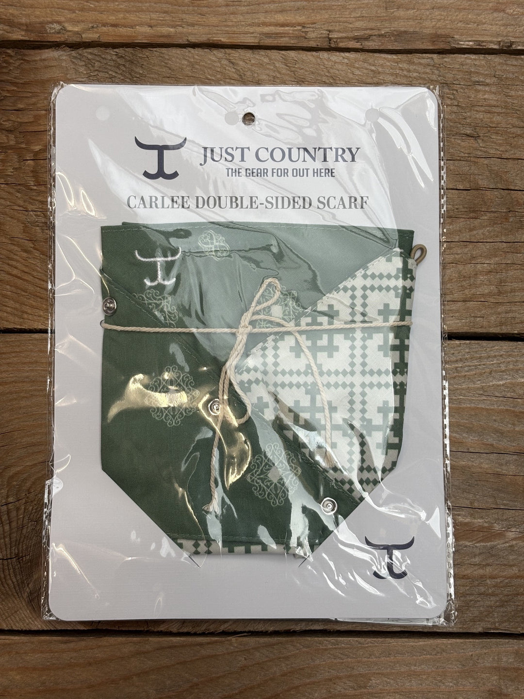 Womens Just Country Carlee Double Sided Neck Scarf - Eucalyptus Green / White Tile