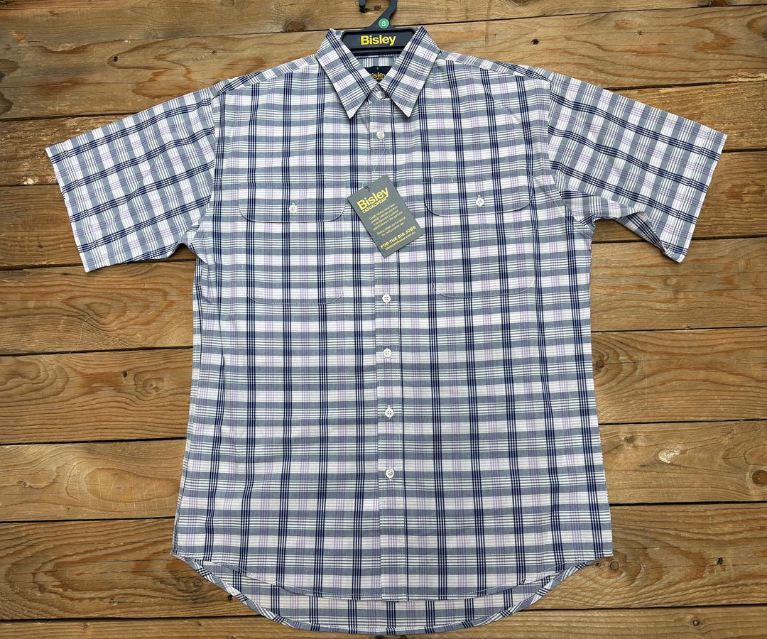 Menss Bisley SS Navy Check Shirt