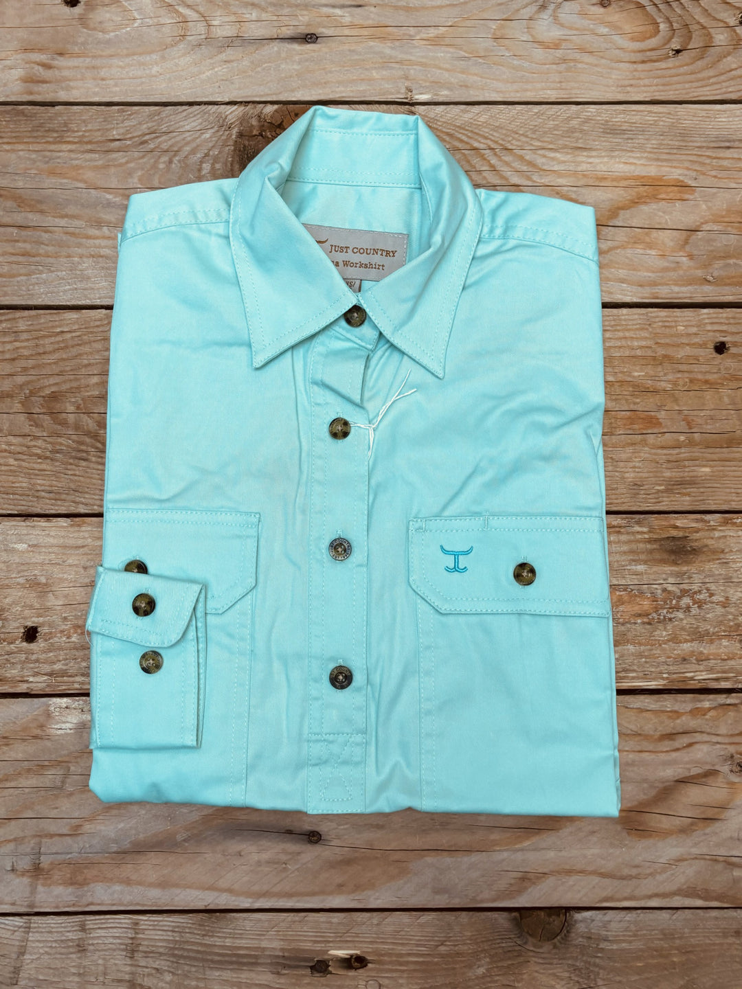 Womens Just Country Jahna 1/2 Button Workshirt - Spearmint (7222425026637)