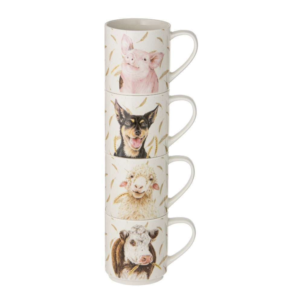 Farmyard Faces - Stackable 4 pack Mugs (7354779435085)