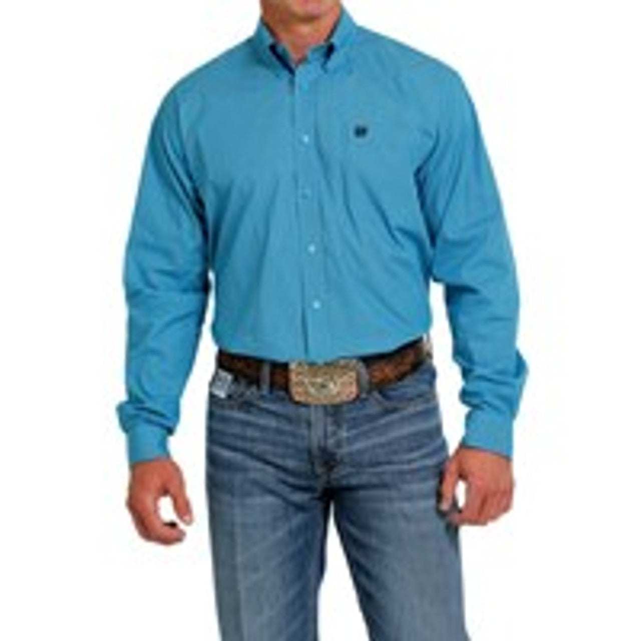 Mens Cinch Turquoise Geo Button Down Shirt (6933313912909)