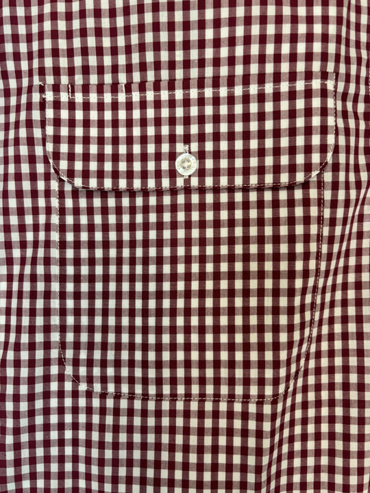 Mens Bisley Small Check LS Shirt - Maroon/White (7012133142605)