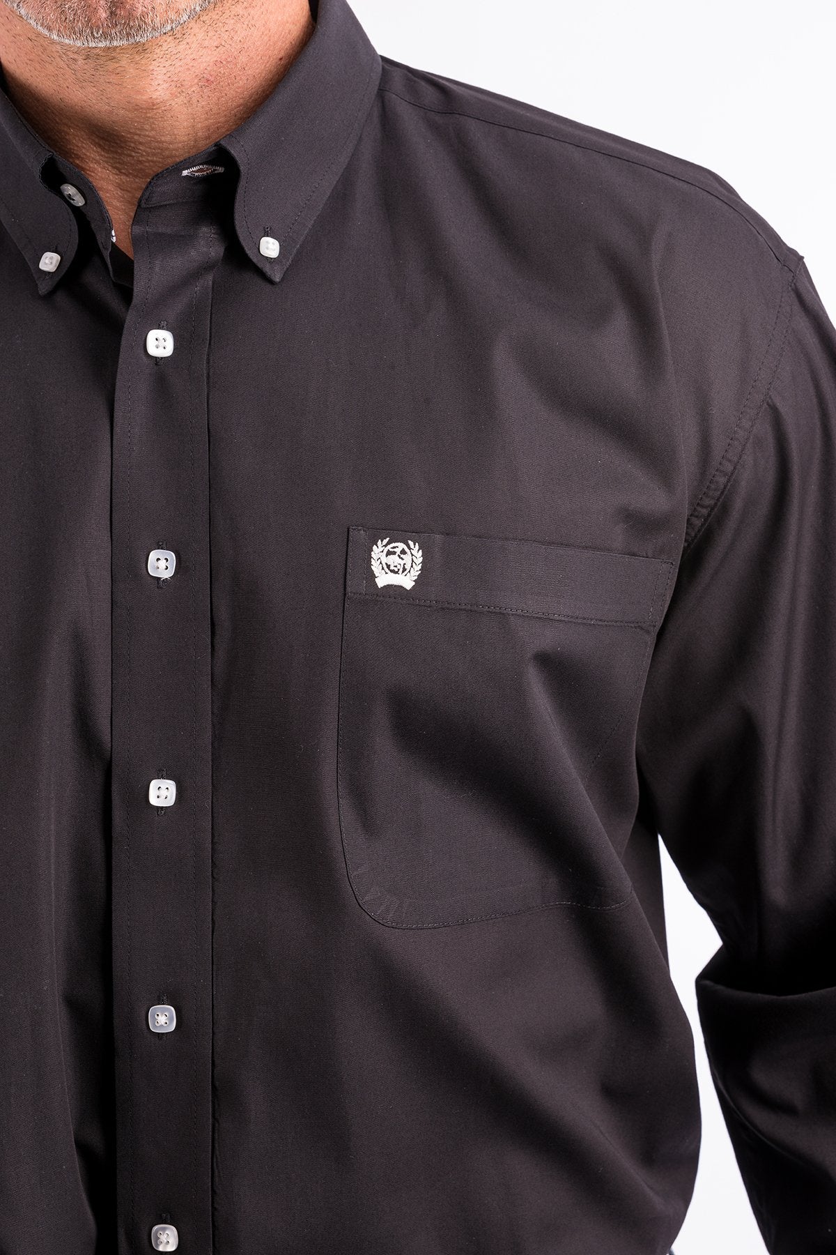 Mens Cinch Solid Button Down Shirt - Black (7354118963277)