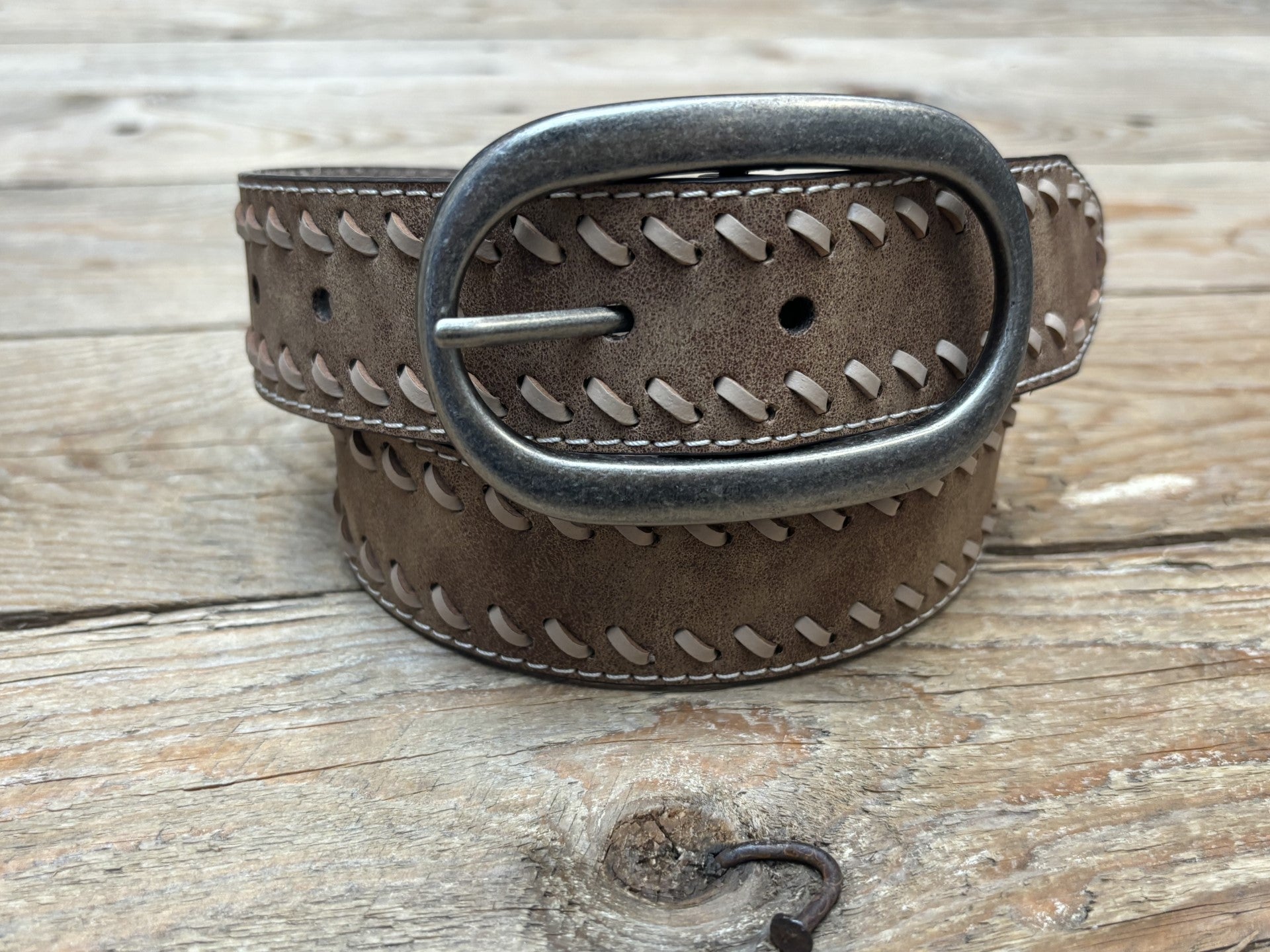 Womens Roper Vintage Genuine Leather with Lacing Belt - Brown (7026889621581)