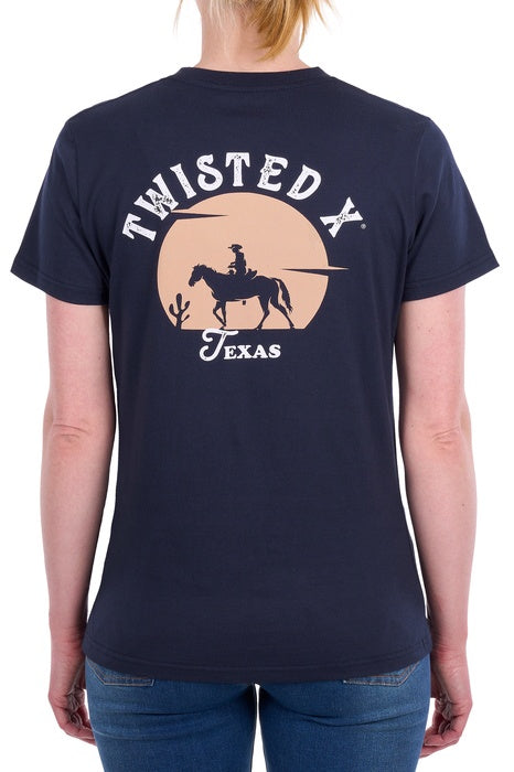 Womens Twisted X Lin SS Tee Tshirt - Navy