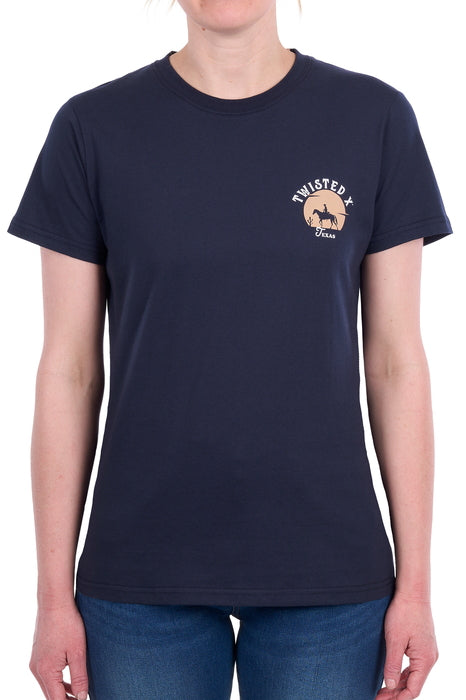 Womens Twisted X Lin SS Tee Tshirt - Navy