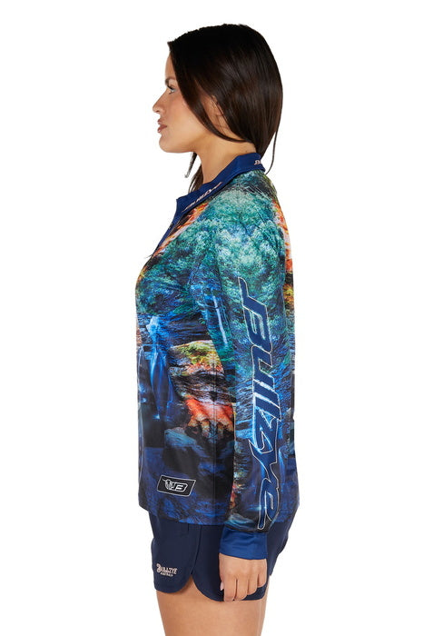 Womens Bullzye Waterfall Fishing Shirt - Multi