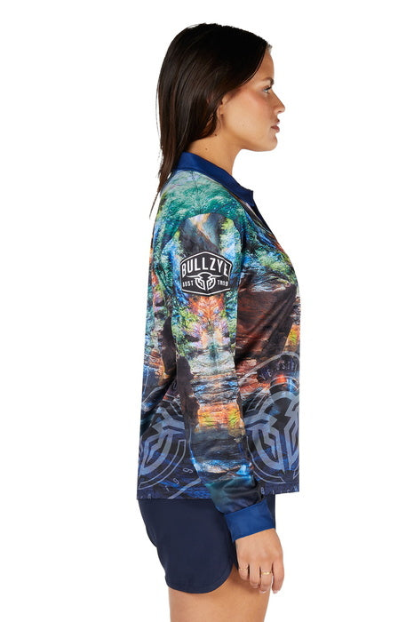 Womens Bullzye Waterfall Fishing Shirt - Multi