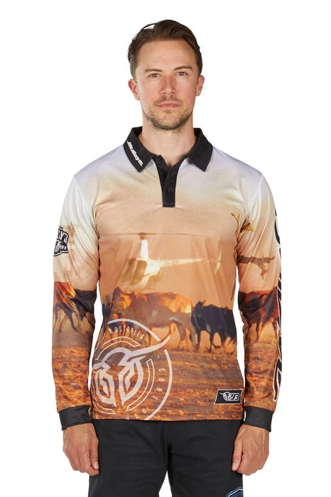 Mens Bullzye Helicopter Fishing Shirt - Multi