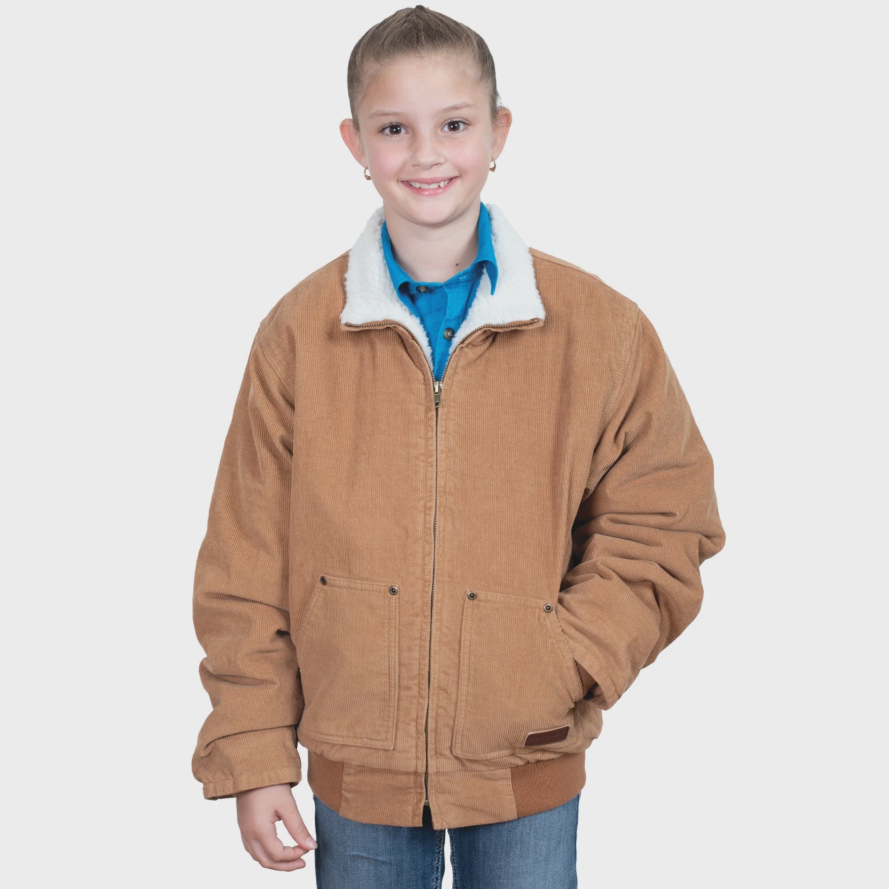 Kids Just Country Corduroy Sherpa Diamantina Jacket - Caramel (7542048260173)