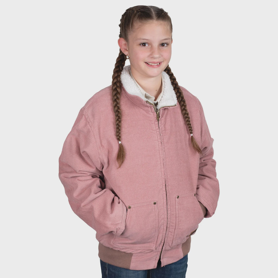 Kids Just Country Diamantina Sherpa Corduroy Jacket - Dusty Pink