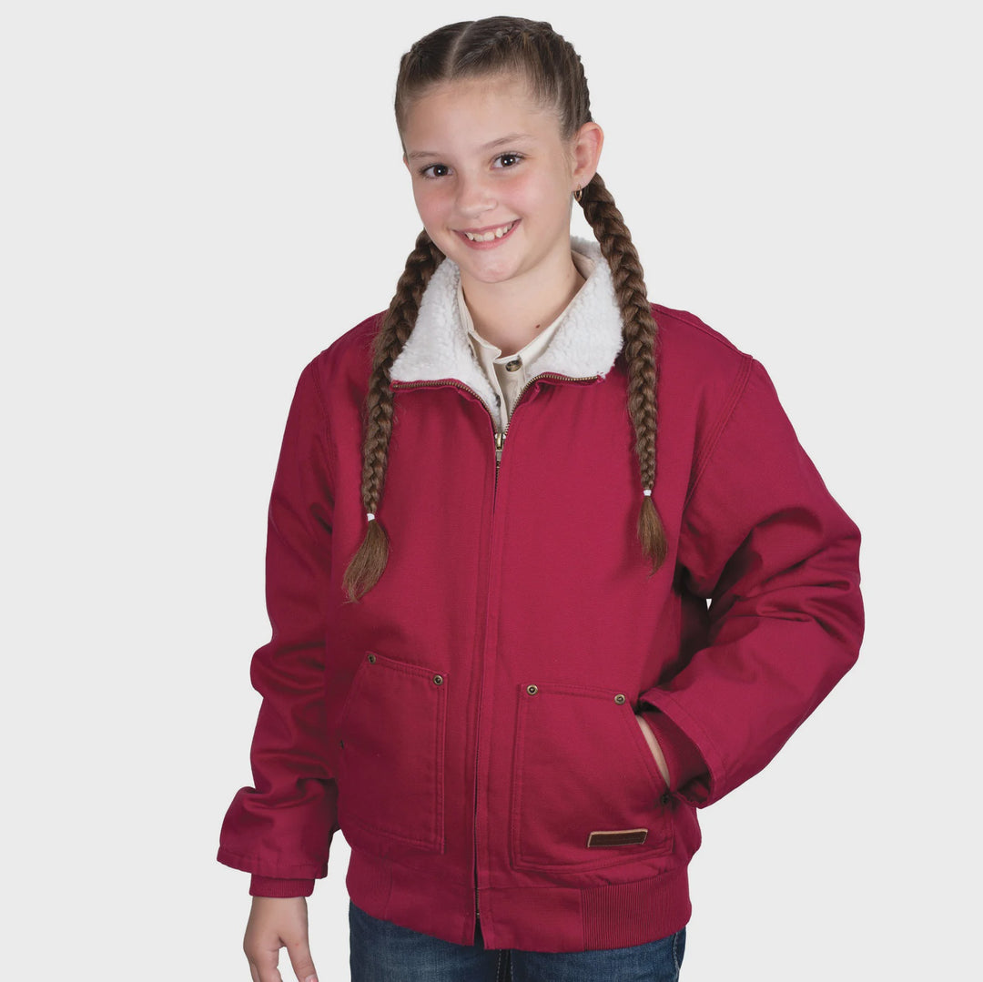 Kids Just Country Sherpa Diamantina Jacket - Very Berry Pink