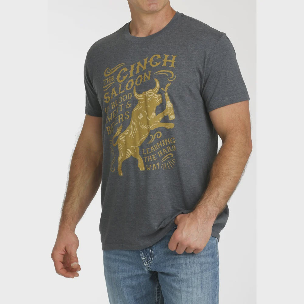 Mens Cinch Saloon - Blood Sweat & Beers Tee Tshirt - Charcoal (7302096453709)