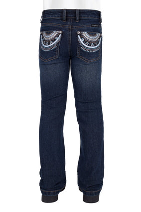 Girls Pure Western Pat Boot Cut Jean - Evening Sky