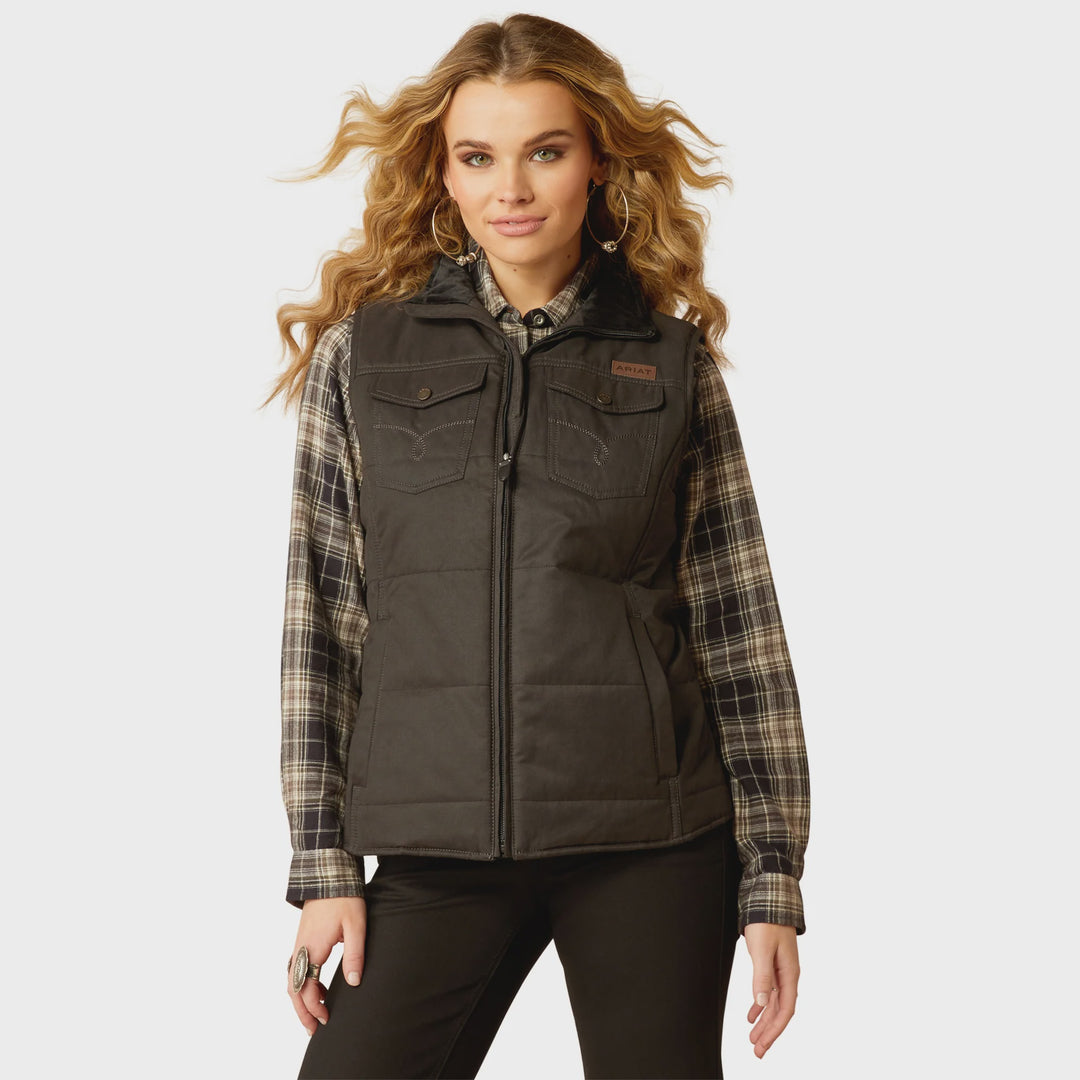 Womens Ariat Grizzly Quilted Vest - Black (7472652189773)