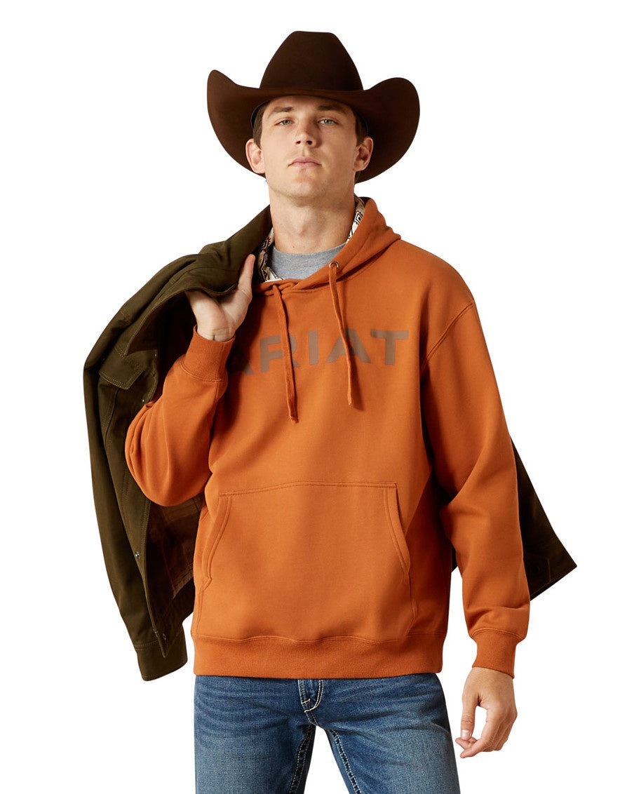Mens Ariat Stitch Shield Logo Hoodie - Adobe