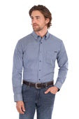 Mens Wrangler Gary 1 Pocket Long Sleeve Shirt - Navy / White