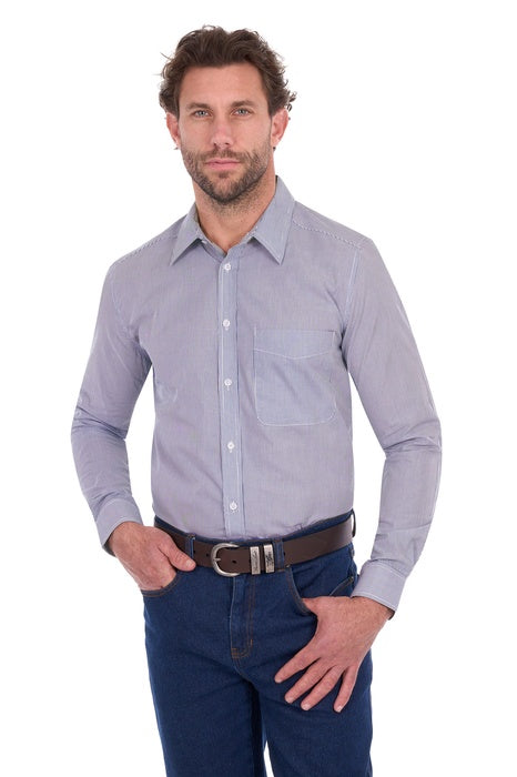 Mens Hard Slog Ash Long Sleeve Shirt - Mid Blue or Green