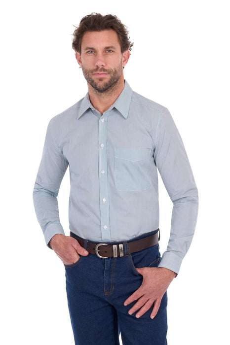 Mens Hard Slog Ash Long Sleeve Shirt - Mid Blue or Green