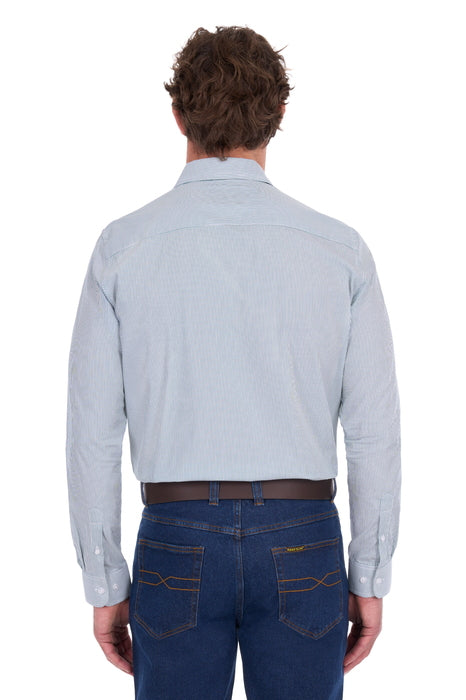 Mens Hard Slog Ash Long Sleeve Shirt - Mid Blue or Green