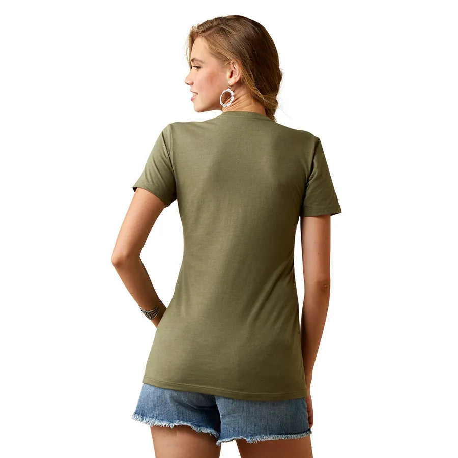 Womens Ariat Mustang Fever Tee Tshirt - Military (6910001479757)