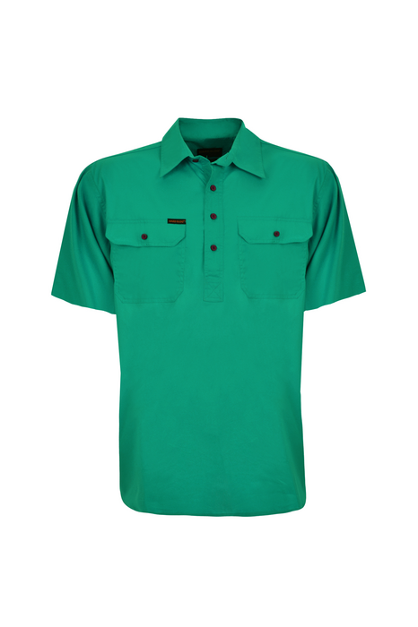 Mens Hard Slog Half Button Short Sleeve Workshirt - choose colour