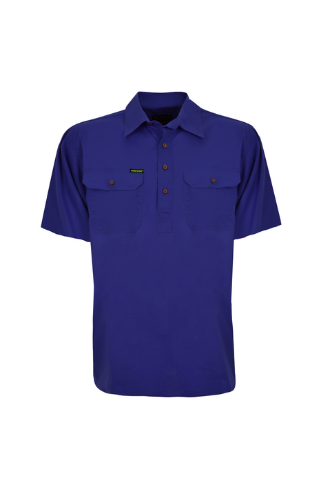 Mens Hard Slog Half Button Short Sleeve Workshirt - choose colour