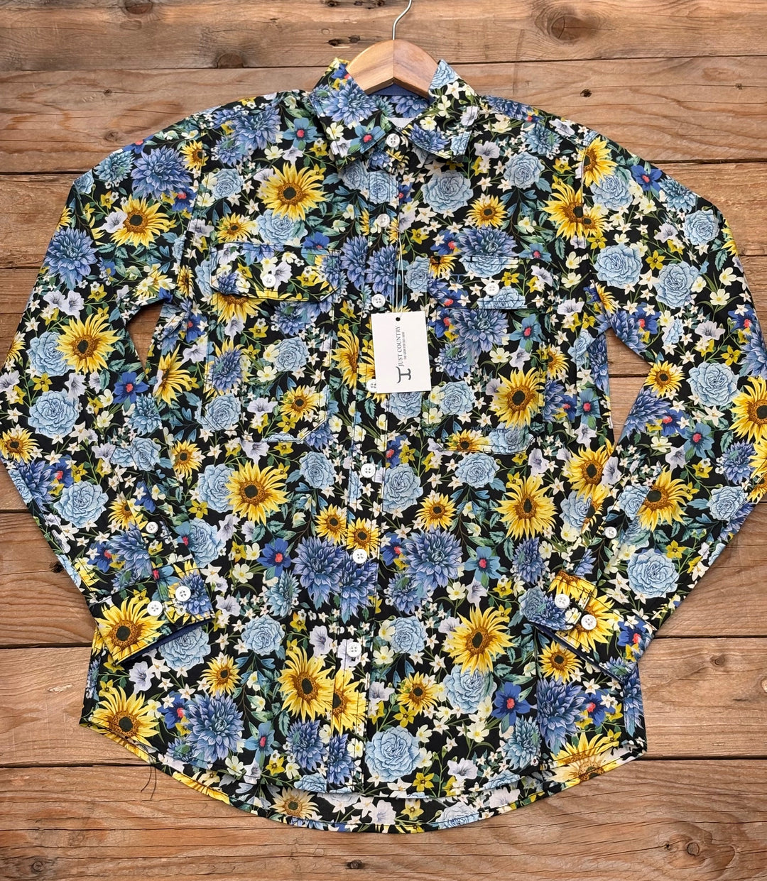 Womens Just Country Abbey Full Button Print Workshirt - Blue Bouquet / Blue (7453223813197)