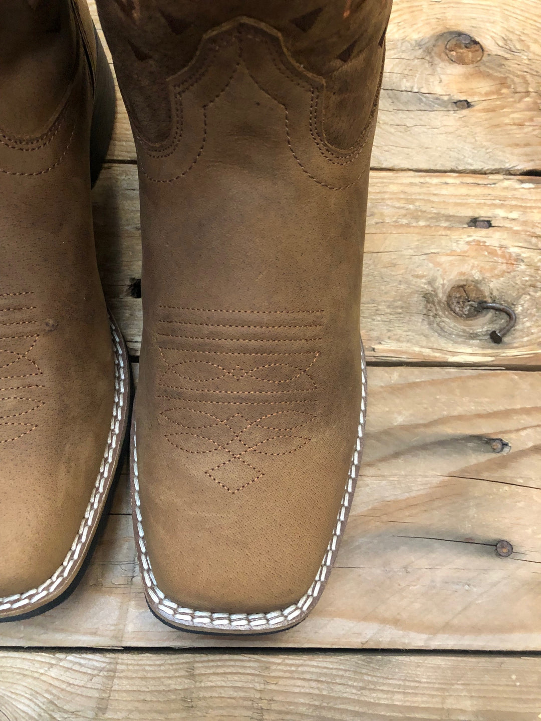 Womens Roper Monterey Aztec Tan Burnished Leather Boot (7336676786253)