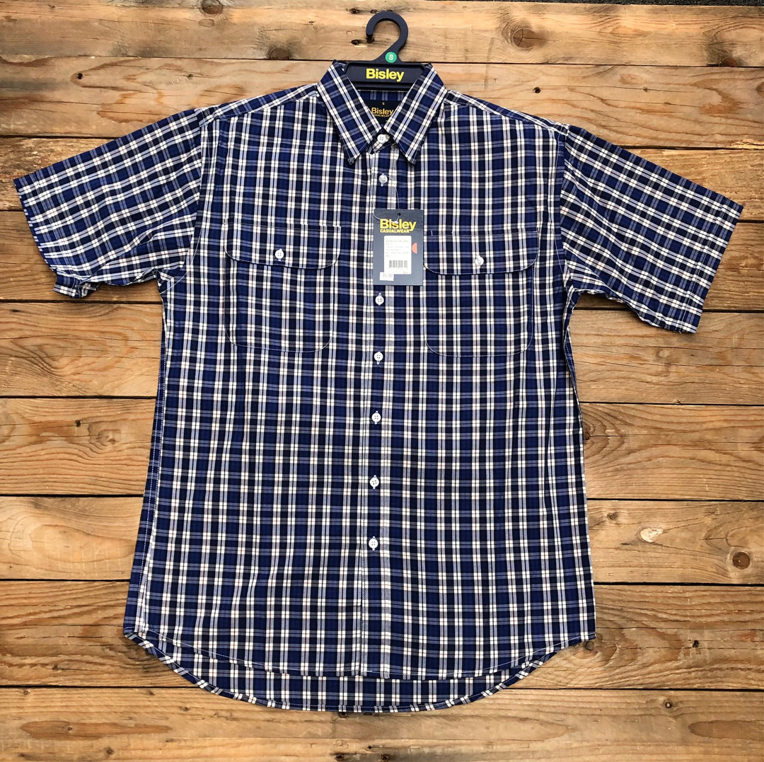 Mens Bisley S/S Blue Check Shirt (7510281191501)