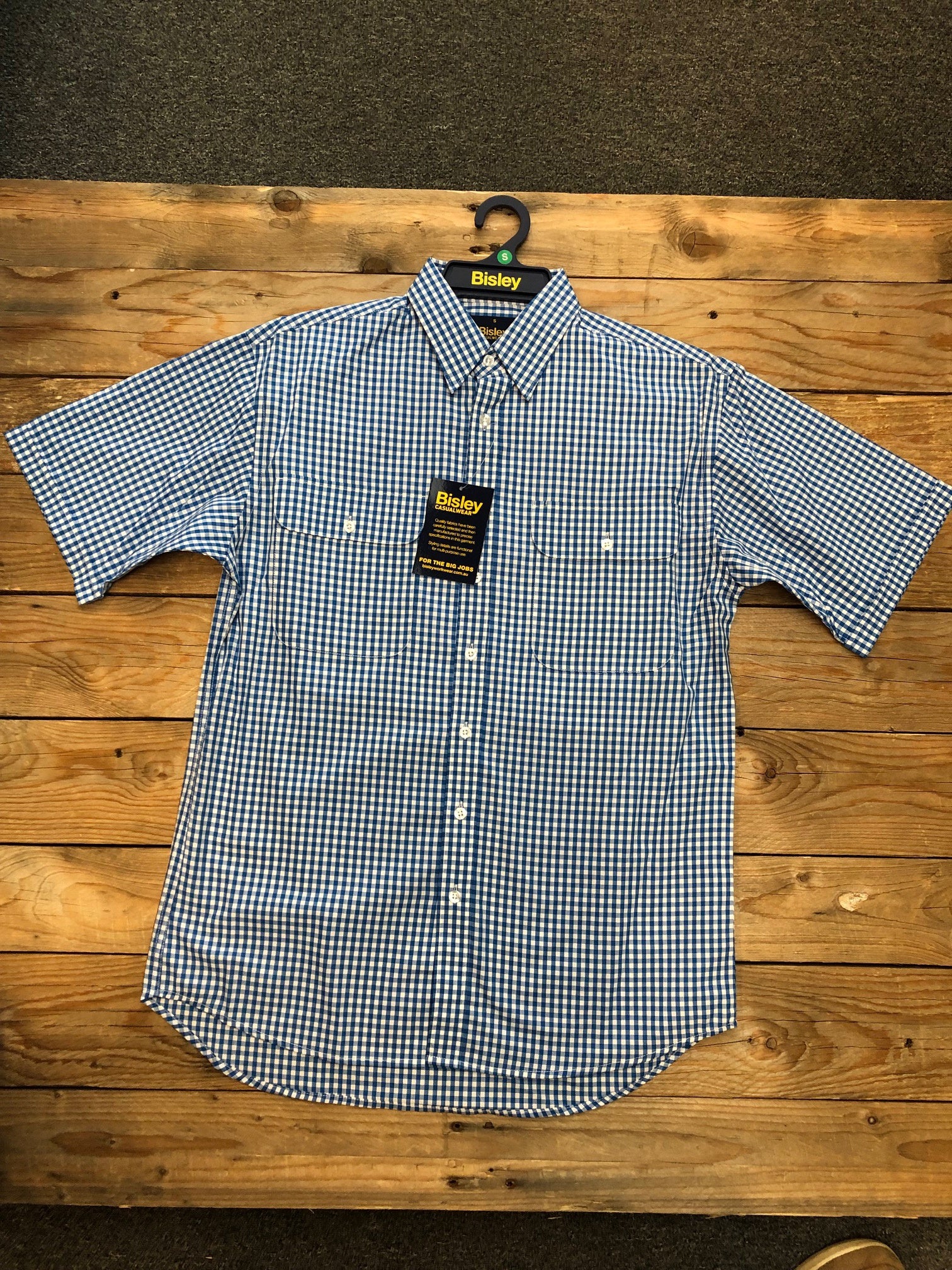 Mens Bisley S/S Light Blue Check Shirt (7510281289805)