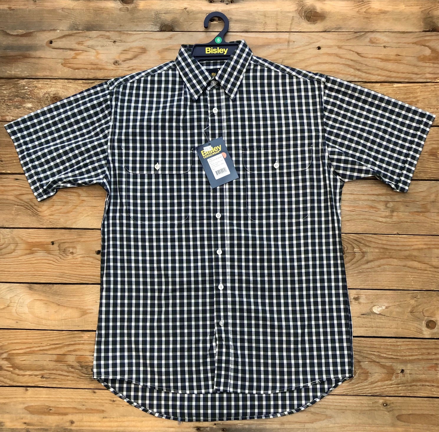 Mens Bisley S/S Small Check Green Shirt (7510281453645)