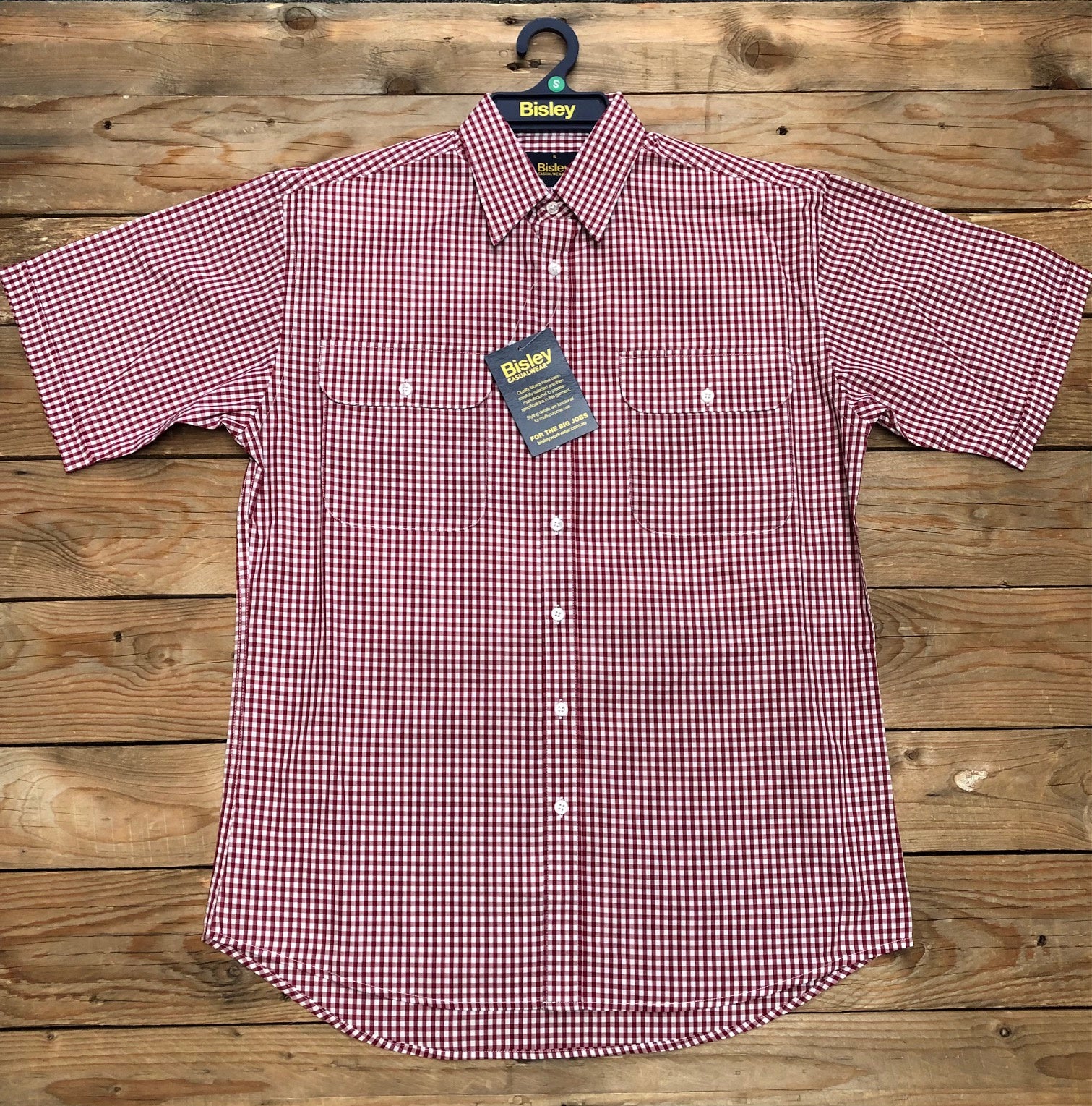 Mens Bisley S/S Red Check Shirt (7510281355341)