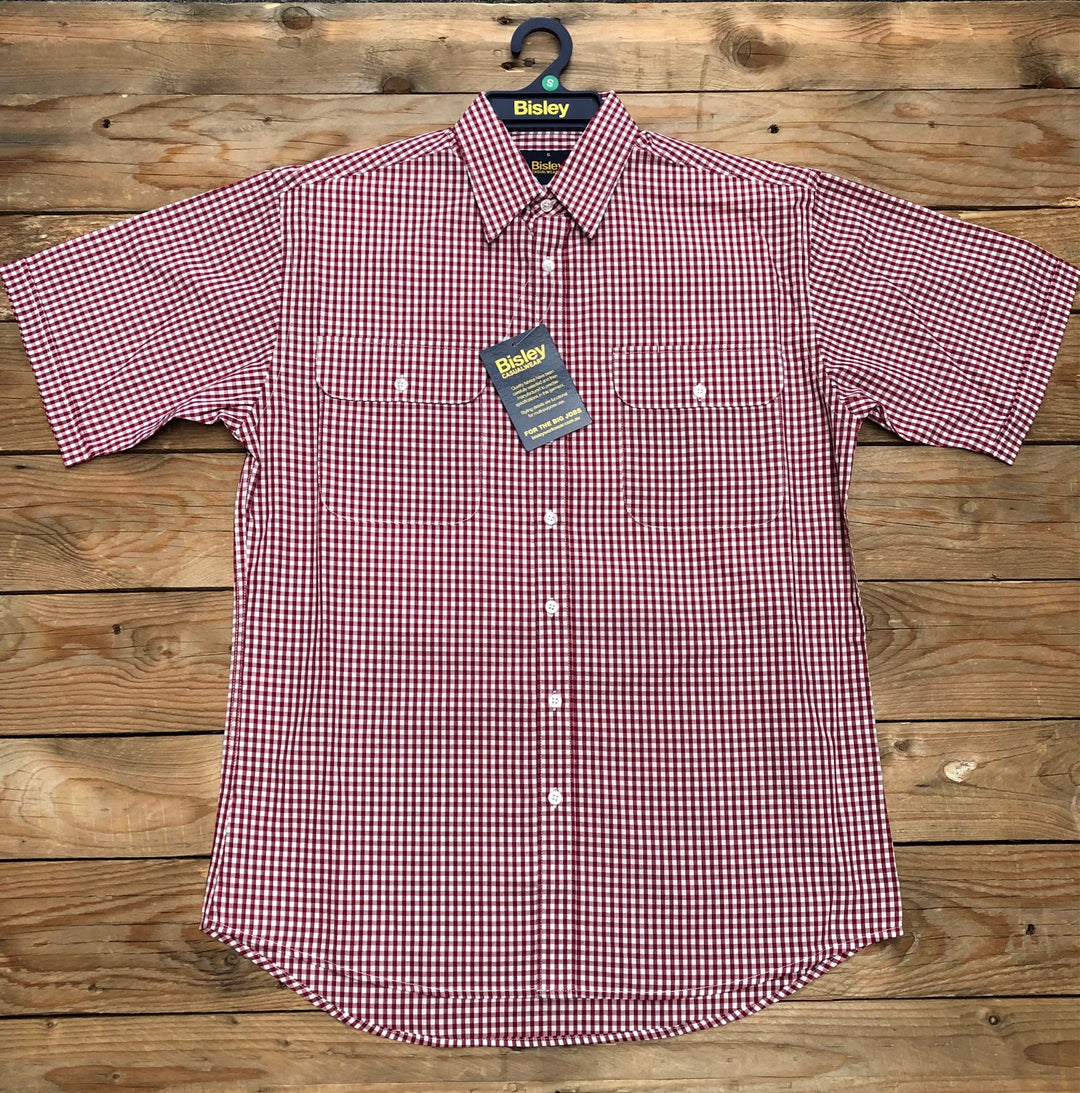 Mens Bisley S/S Red Check Shirt (7510281355341)
