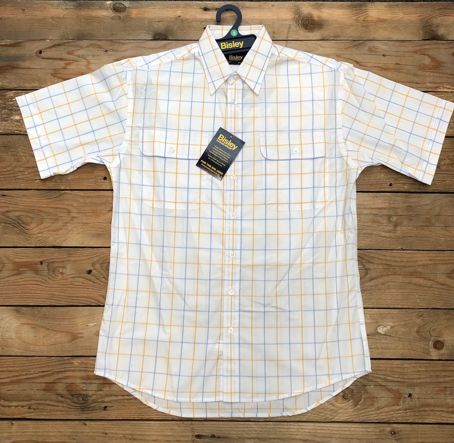 Mens Bisley S/S Large Check White Shirt (7510281224269)