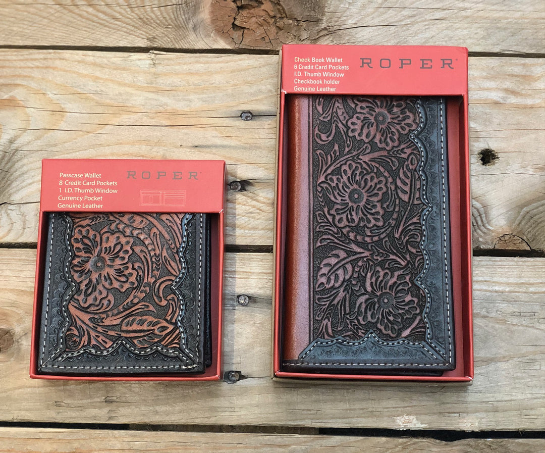 Roper Tooled Leather Brown Wallet