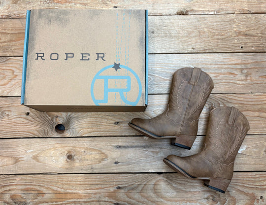 Kids Roper Taylor Cuban Heel Boot - Tan
