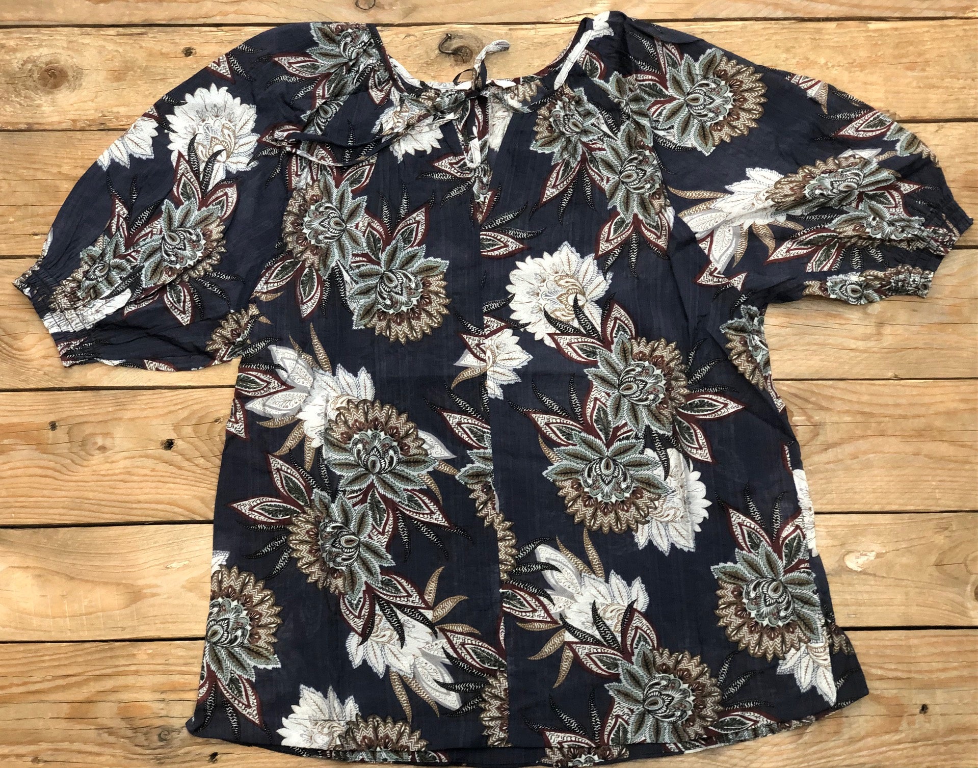 Womens Corfu Soft Print Blouse - Paisley Ink (7362428338253)