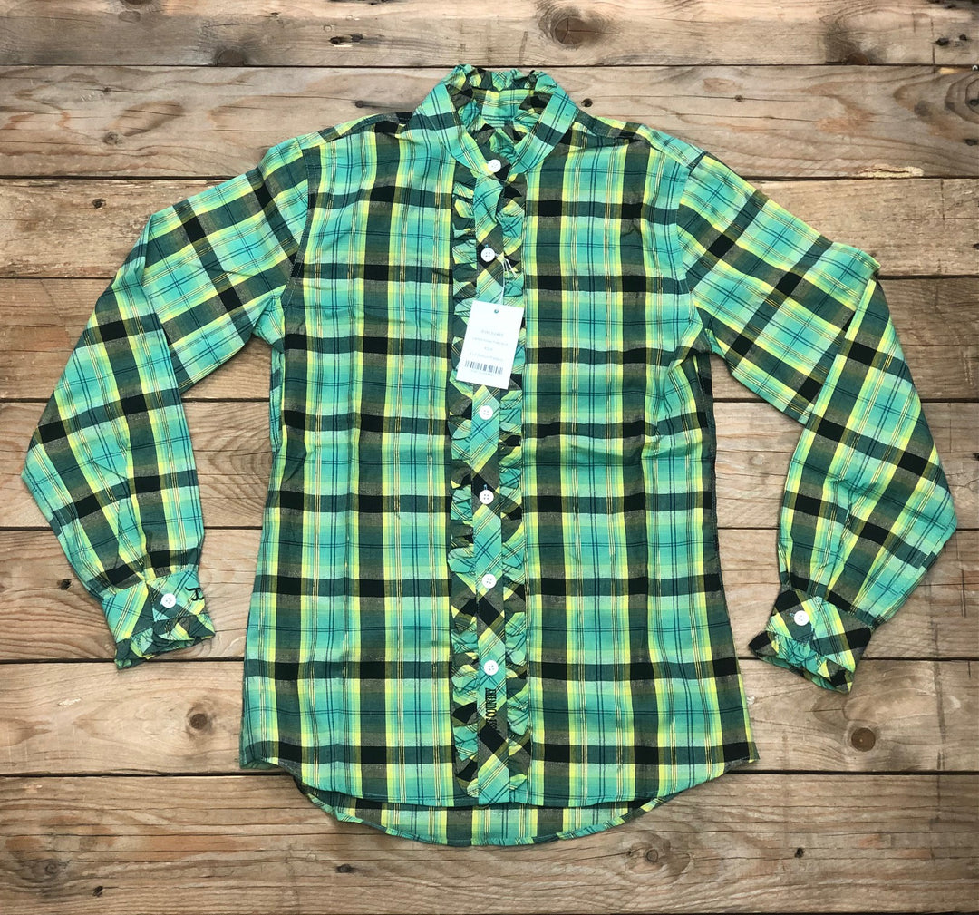 Womens Just Country Abbey Frills Full Button Plaid Metallic Workshirt - Spearmint / Blk Lurex Plaid (7362428403789)