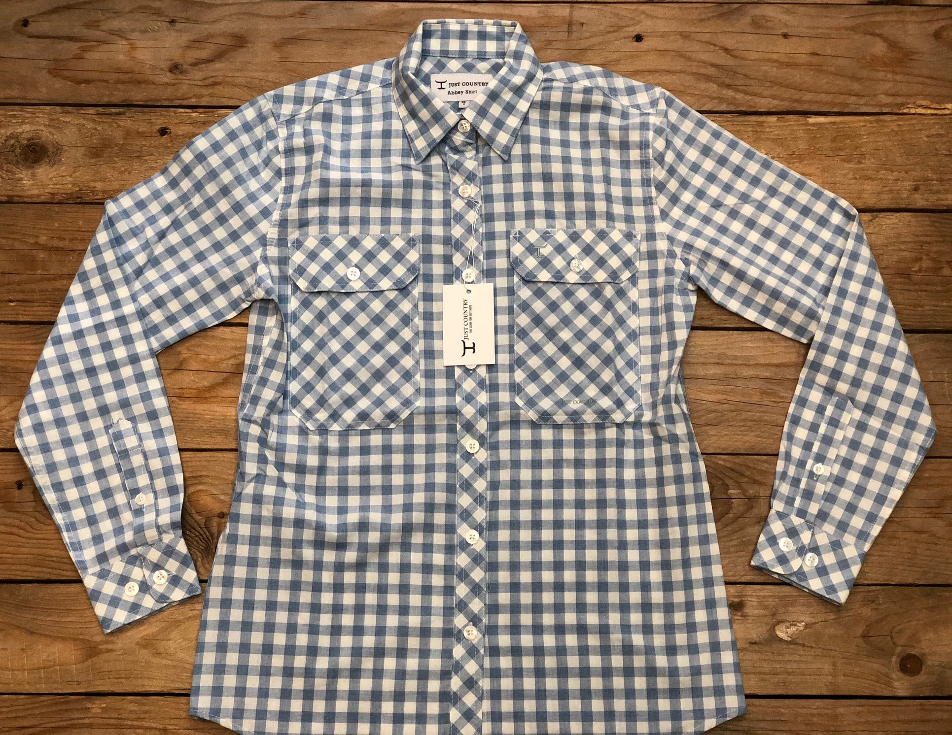 Womens Just Country Abbey Full Button Check Workshirt - Blue Check (7362428436557)